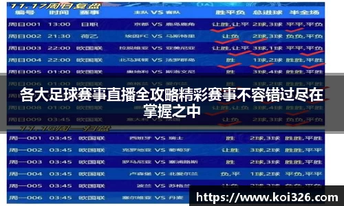 各大足球赛事直播全攻略精彩赛事不容错过尽在掌握之中