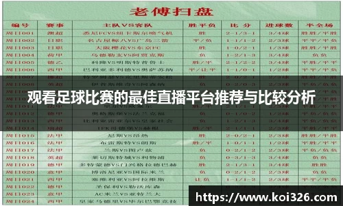 观看足球比赛的最佳直播平台推荐与比较分析