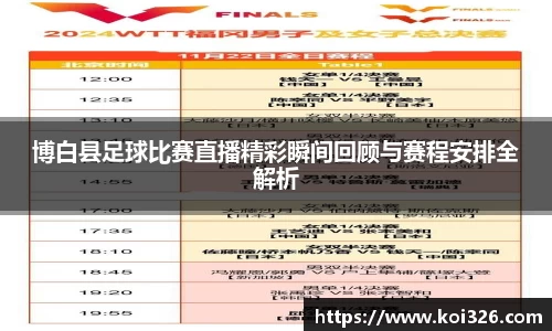 博白县足球比赛直播精彩瞬间回顾与赛程安排全解析