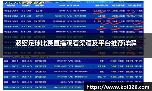 波密足球比赛直播观看渠道及平台推荐详解
