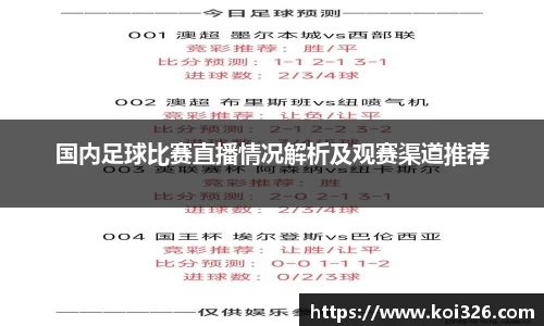 国内足球比赛直播情况解析及观赛渠道推荐