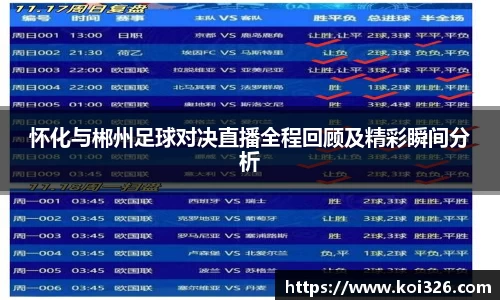 怀化与郴州足球对决直播全程回顾及精彩瞬间分析