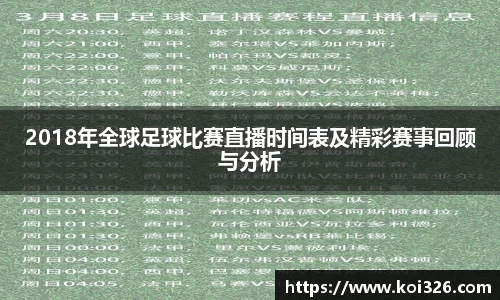 2018年全球足球比赛直播时间表及精彩赛事回顾与分析