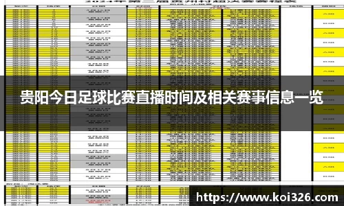 贵阳今日足球比赛直播时间及相关赛事信息一览