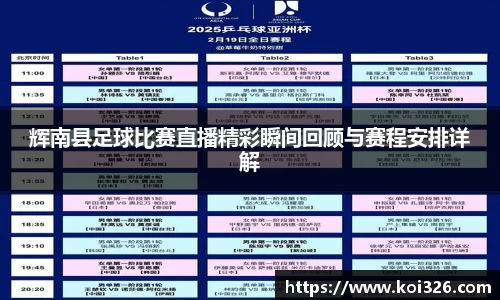 辉南县足球比赛直播精彩瞬间回顾与赛程安排详解