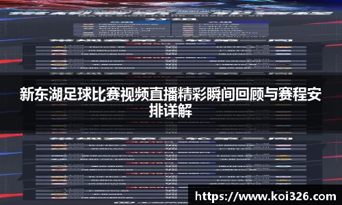 新东湖足球比赛视频直播精彩瞬间回顾与赛程安排详解