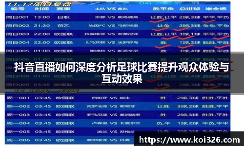 抖音直播如何深度分析足球比赛提升观众体验与互动效果