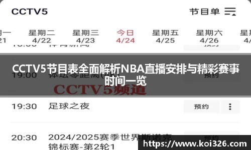 CCTV5节目表全面解析NBA直播安排与精彩赛事时间一览