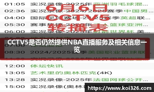 CCTV5是否仍然提供NBA直播服务及相关信息一览